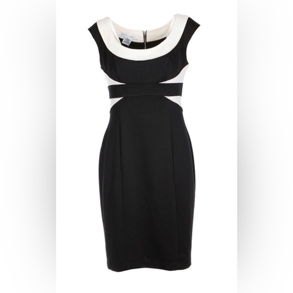 Maggie London Colorblock Dress Sleeveless Black and Cream Size 8 Career Church - Picture 1 of 7